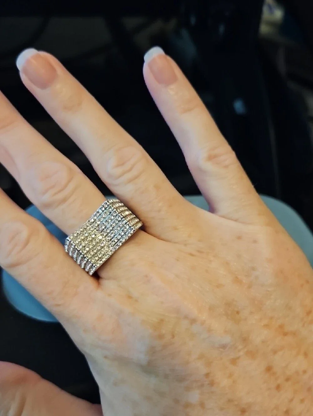 Silver Crystal Pavé Statement Ring - Women Jewelry